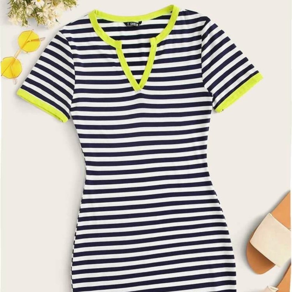 NWOT Blue Stripped Dress